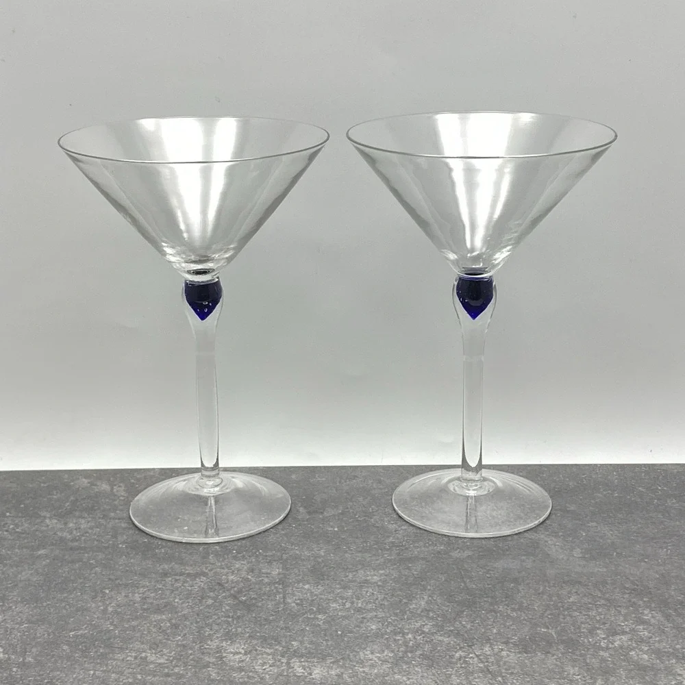 Vintage Pair 2 Zrike Cobalt Blue Teardrop Handblown 7
